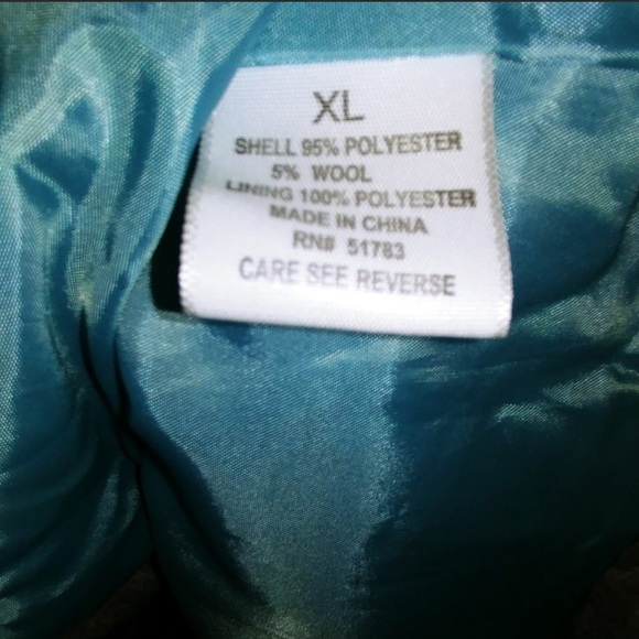 EUC blue & gray plaid pea coat sz XL - Picture 3 of 5